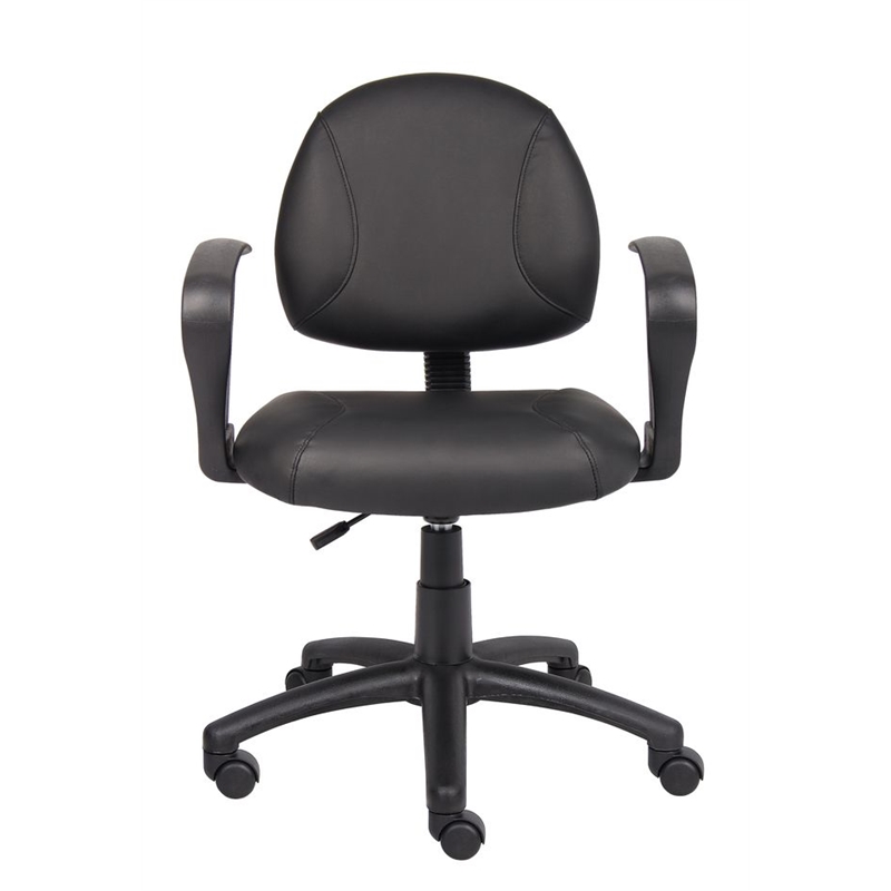 Boss Office Products LeatherPlus Deluxe Posture Chair with Loop Arms in Black