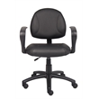 Boss Office Products LeatherPlus Deluxe Posture Chair with Loop Arms in Black