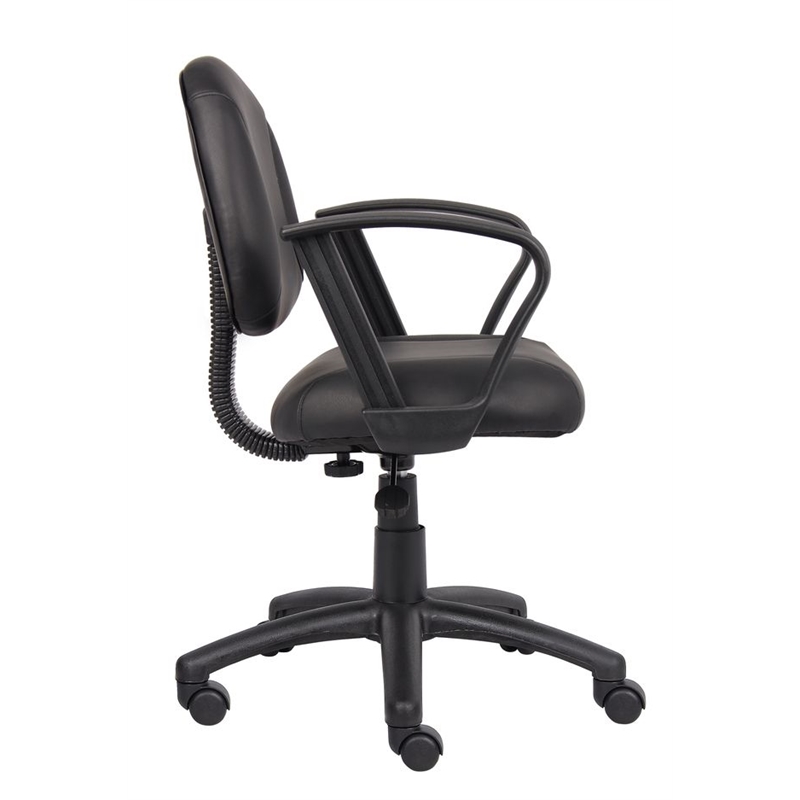 Boss Office Products LeatherPlus Deluxe Posture Chair with Loop Arms in Black
