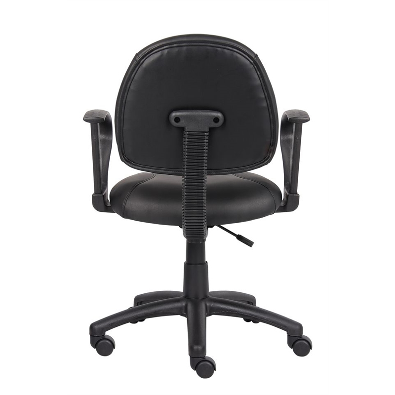Boss Office Products LeatherPlus Deluxe Posture Chair with Loop Arms in Black