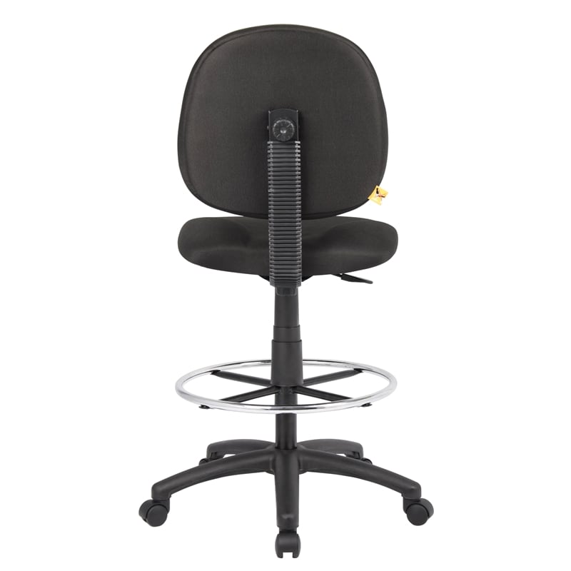 Boss Office Products Stand Up Fabric Drafting Stool with Foot Rest in Black
