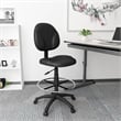 Boss Office Products Stand Up Fabric Drafting Stool with Foot Rest in Black