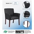 Boss Office Products Caressoft Box Arm Guest Chair w/Mahogany Wood Legs in Black