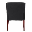 Boss Office Products Caressoft Box Arm Guest Chair w/Mahogany Wood Legs in Black