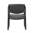 Boss Office Products Leather Guest Chair with Sled Base in Black