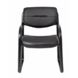 Boss Office Products Leather Guest Chair with Sled Base in Black