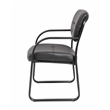 Boss Office Products Leather Guest Chair with Sled Base in Black