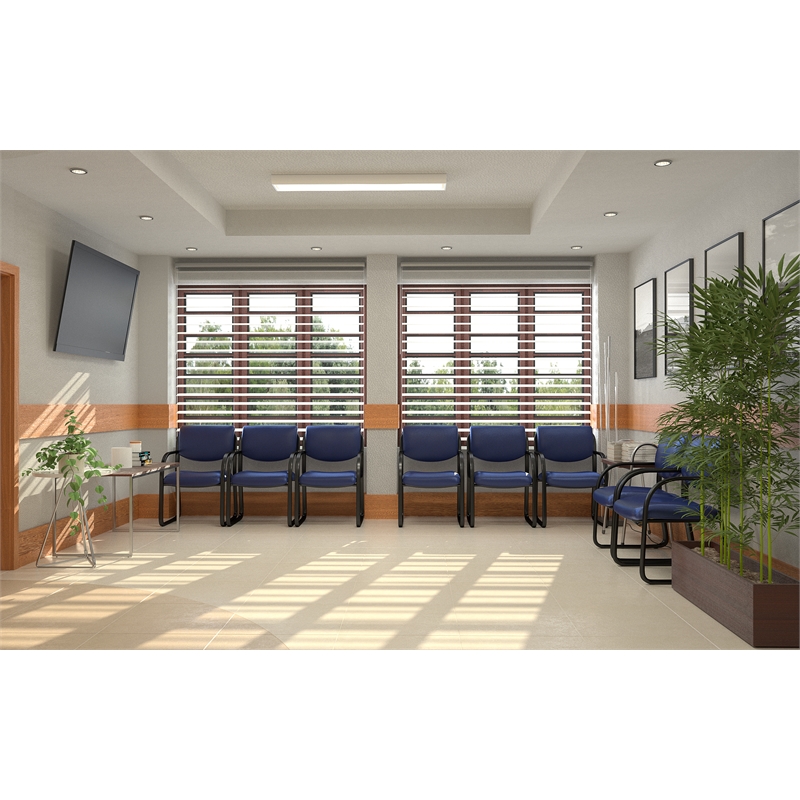 Boss Office Products Fabric Sled Base Guest Chair with Arms in Blue