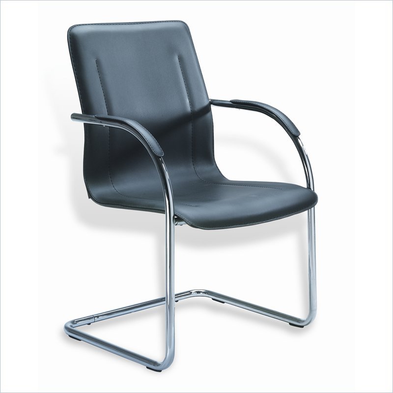 Boss Office Products Black and Silver Vinyl Guest Chair with Cantilever  Base (Set of 4)