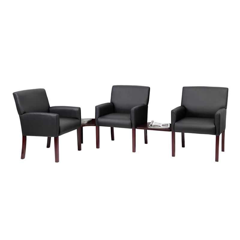 Boss Office Products Box Arm Guest Chair with Wood Legs in Black