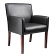 Boss Office Products Box Arm Guest Chair with Wood Legs in Black