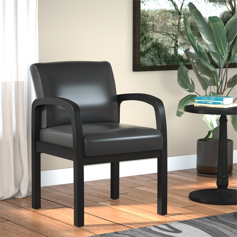 Boss NTR LeatherPlus Guest Chair in Black