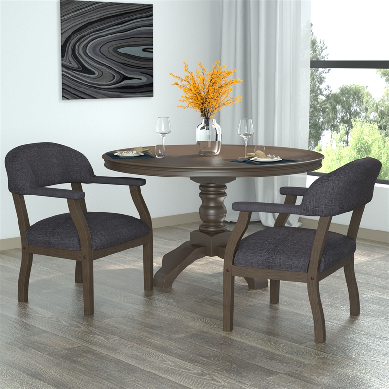 Boss Refined Rustic Accent Chair in Slate Gray Commercial Grade Linen