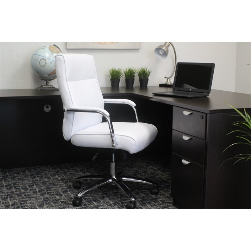 Boss Mid Century Mod Executive Conference Chair in White 