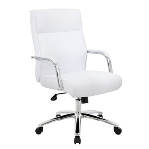 Boss Mid Century Mod Executive Conference Chair in White