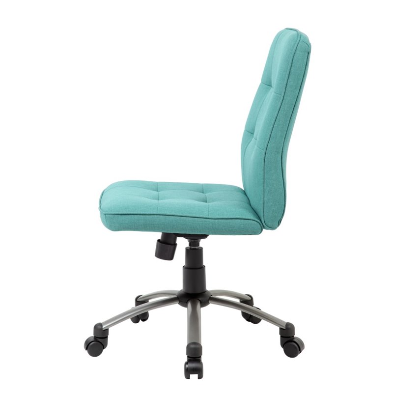 Boss Pretty Parsons Modern Armless, Turquoise Armless Task Chair