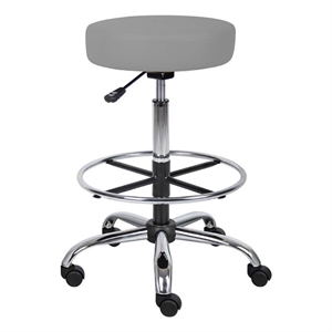 boss office adjustable faux leather upholstered medical drafting stool in gray b16240-5