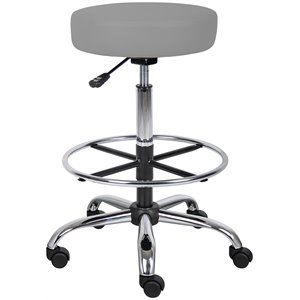 boss office adjustable faux leather upholstered medical drafting stool in gray b16240-5