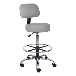 boss office products vinyl mid-back medical/drafting stool in gray