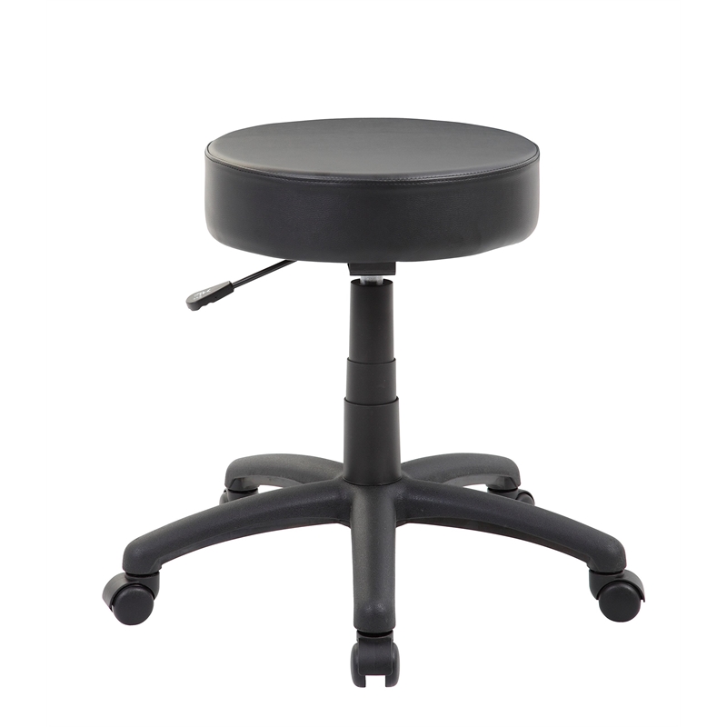 Boss Office Dot Faux Leather Swivel Drafting Stool in Black