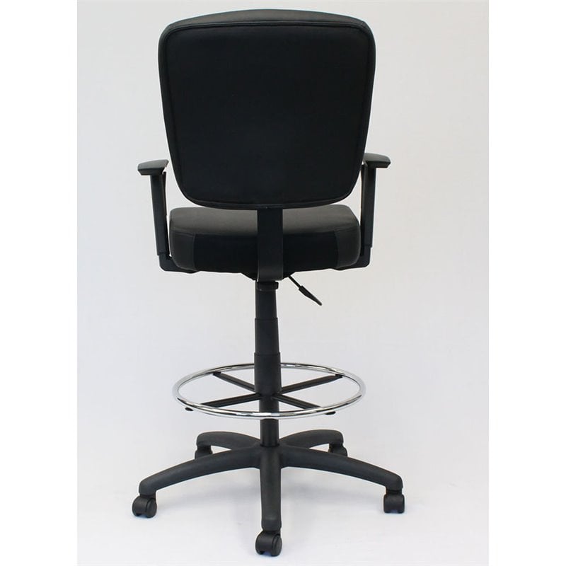 Boss Office Tough to Task Faux Leather Swivel Drafting Stool in Black