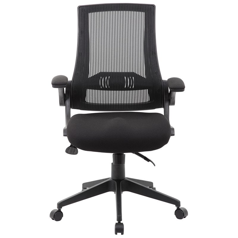 Boss Office Mesh Swivel Flip Arm Office Chair in Black