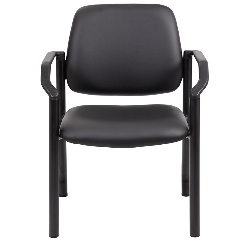 Boss Office Big and Tall Faux Leather Guest Chair in Black