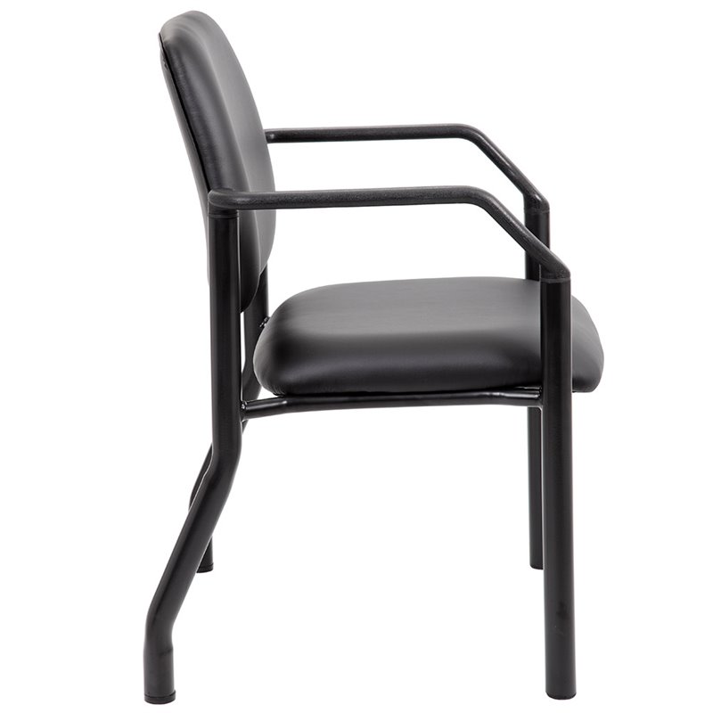 Boss Office Big and Tall Faux Leather Guest Chair in Black