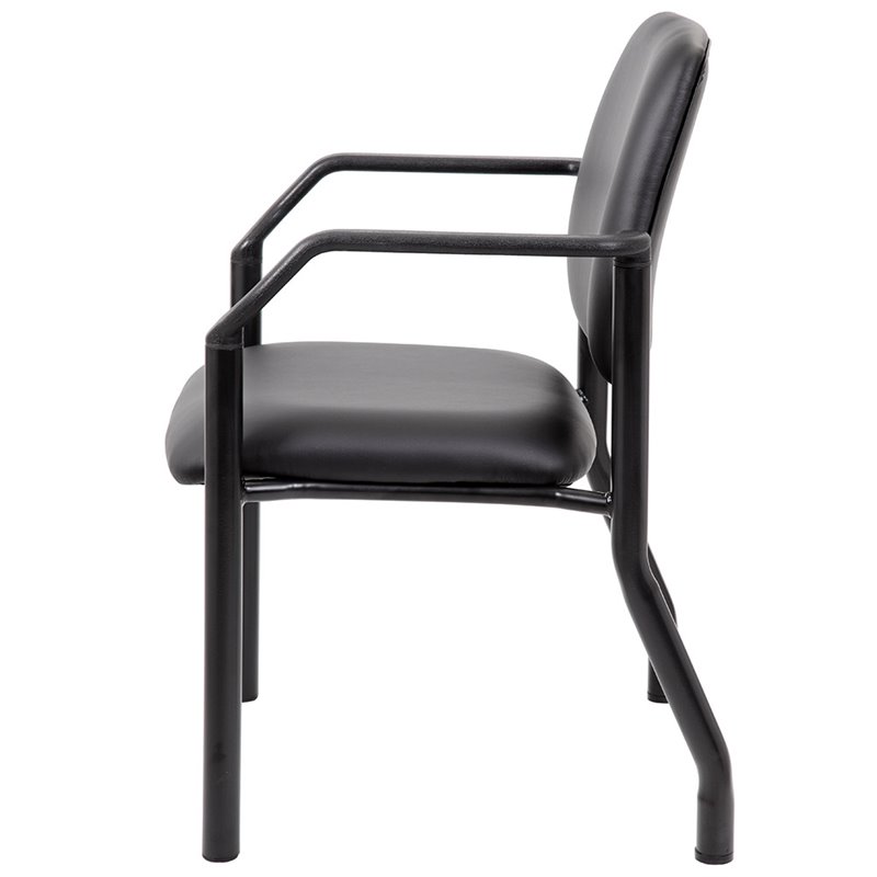 Boss Office Big and Tall Faux Leather Guest Chair in Black