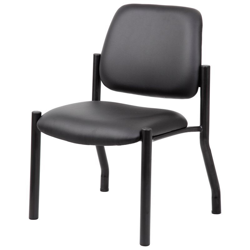 Boss Office Big and Tall Faux Leather Guest Chair in Black
