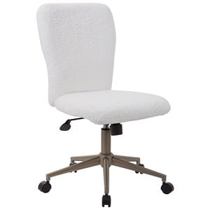 Boss Office Tiffany Faux Fur Swivel Office Chair in White and Gold