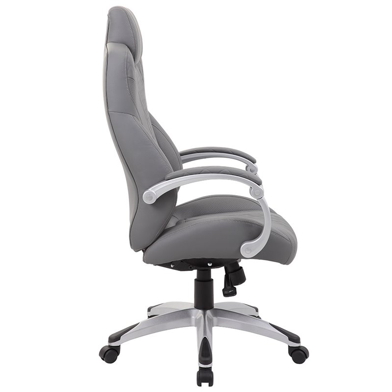Boss Office Albany Faux Leather Swivel Executive Office Chair in Gray