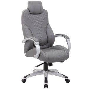 boss office albany faux leather swivel executive office chair in gray