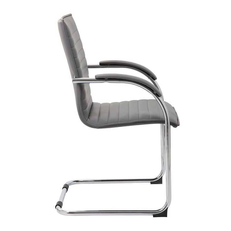 Boss Office Faux Leather Office Chair in Gray (Set of 2)
