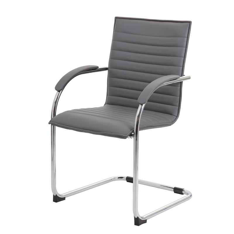 Boss Office Faux Leather Office Chair in Gray (Set of 2)