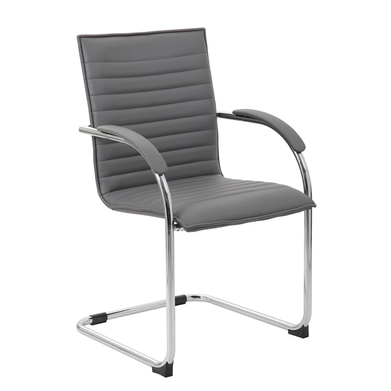 Boss Office Faux Leather Office Chair in Gray (Set of 2)