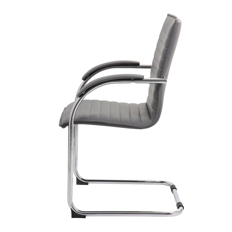Boss Office Faux Leather Office Chair in Gray (Set of 2)