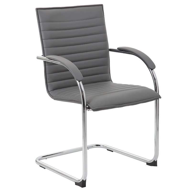 Boss Office Faux Leather Office Chair in Gray (Set of 2)