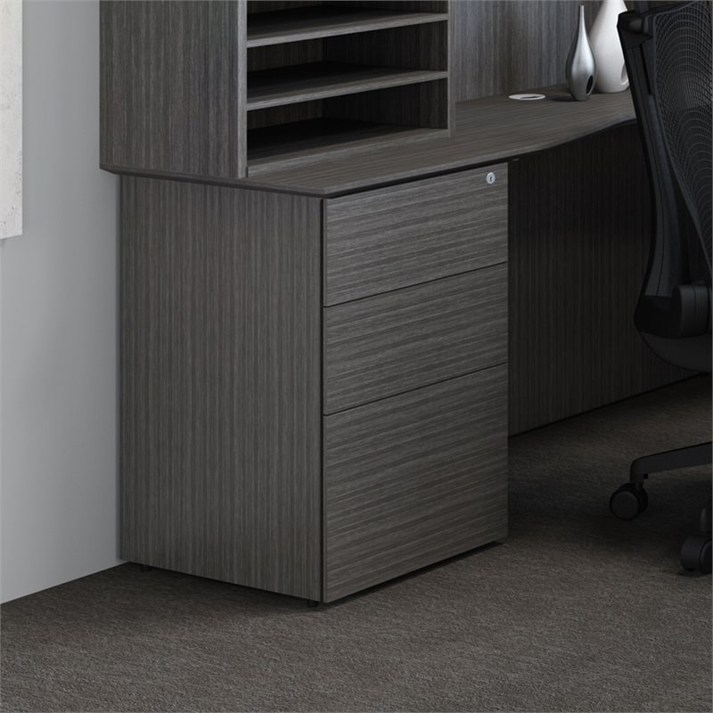 Boss Office Reclaim 3 Drawer Pedestal File Cabinet In Driftwood