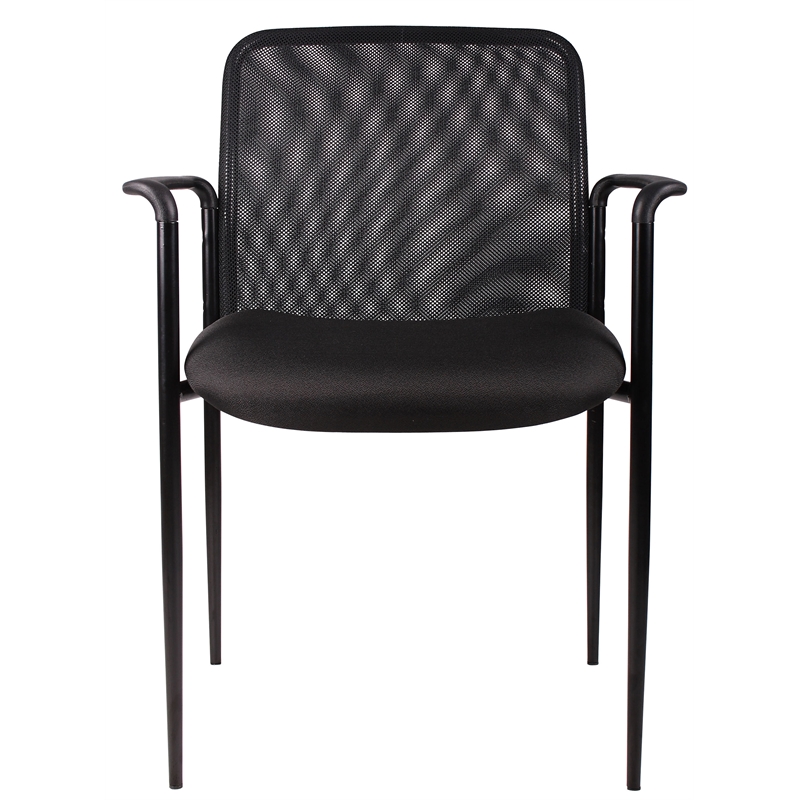 Boss Office Products Stacking Guest Arm Stacking Guest Chair in Black