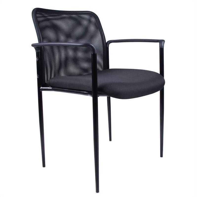 Boss Office Products Stacking Guest Arm Stacking Guest Chair in Black