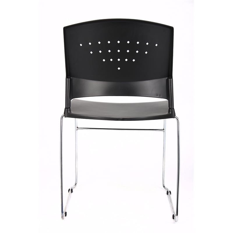 Boss Office Black Stacking Guest Stacking Chair