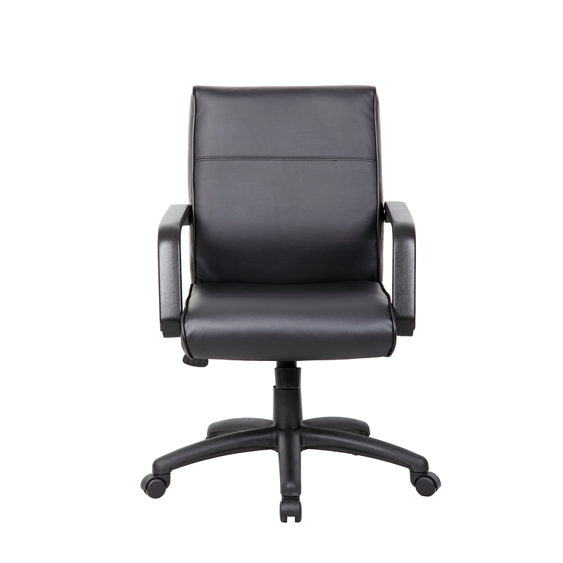 Boss Office Products Mid Back Executive Office Chair in Leather Plus in Black