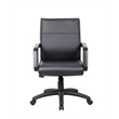 Boss Office Products Mid Back Executive Office Chair in Leather Plus in Black