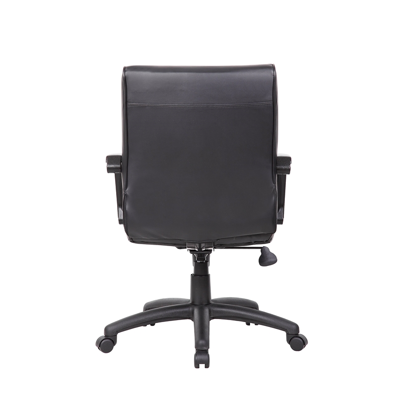 Boss Office Products Mid Back Executive Office Chair in Leather Plus in Black