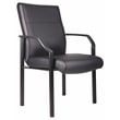 Boss Office Products Metal 4 Leg Side Guest Chair in Leather Plus in Black