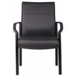 Boss Office Products Metal 4 Leg Side Guest Chair in Leather Plus in Black
