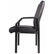 Boss Office Products Metal 4 Leg Side Guest Chair in Leather Plus in Black