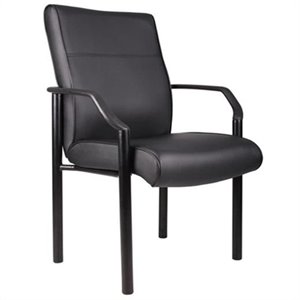 boss office products metal 4 leg side guest chair in leather plus