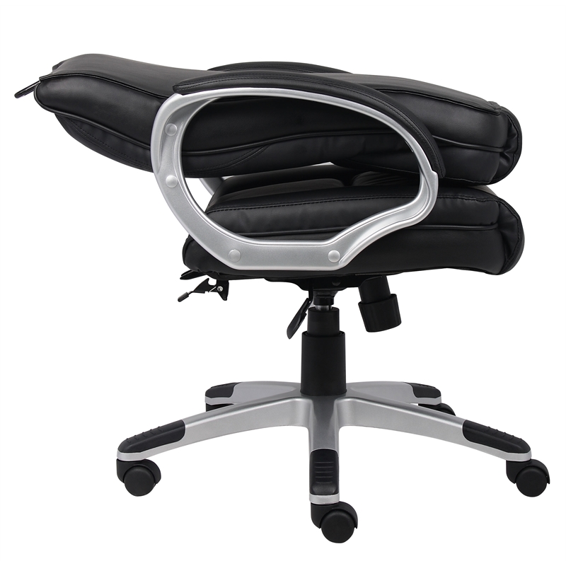 Boss Office Products No Tools Required Executive Leather Office Chair in Black
